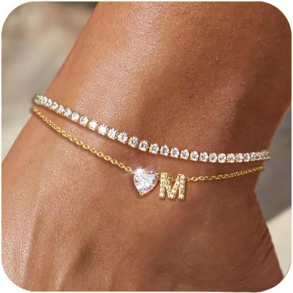 Gold Ankle Bracelet Women's Waterproof 14K Gold Filled Adjustable Anklet